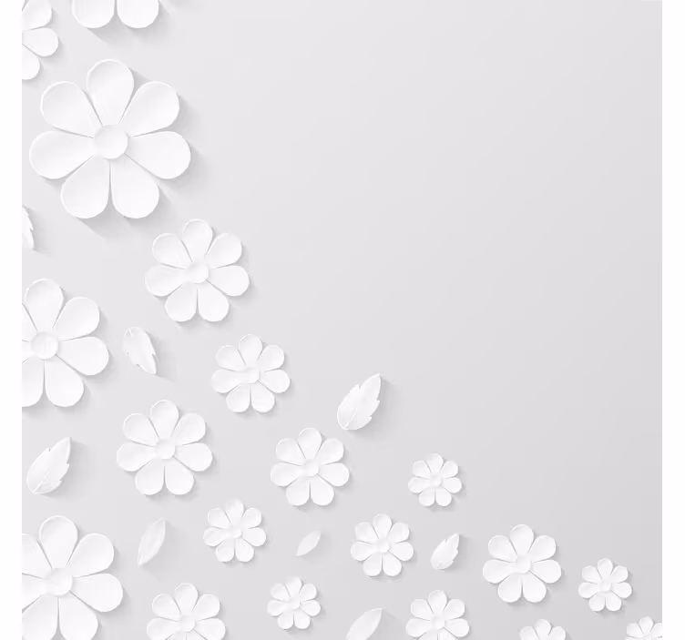 Rollo fenster weiß mit weißem papierblumen hintergrund - TenStickers