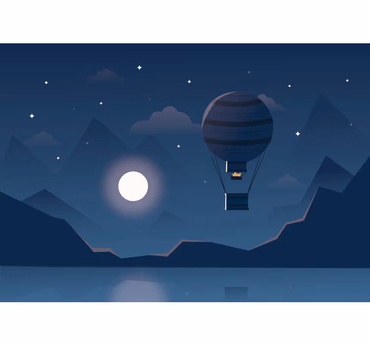 Rollo fenster blau nächtliches ballonabenteuer - TenStickers