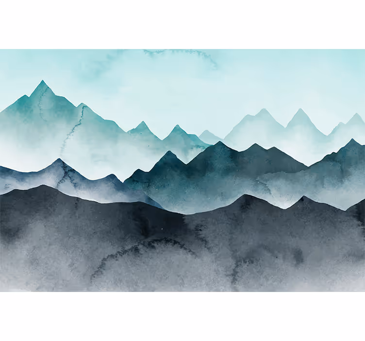 Rollo wohnzimmer mit blauen bergmotiven - TenStickers