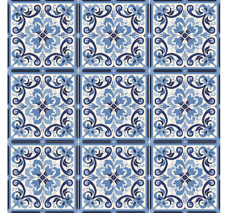 Rollo fenster blau mit blau-weißem blumenmuster - TenStickers
