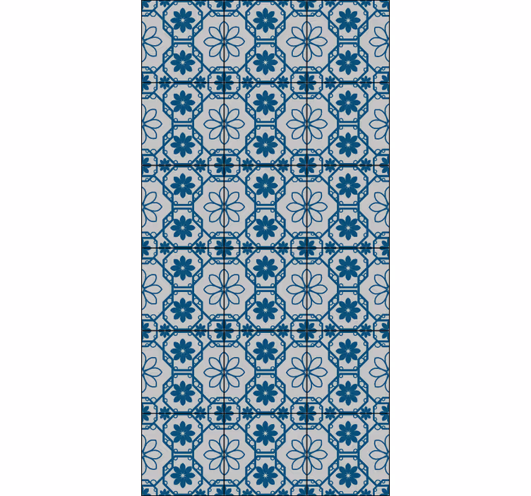 Rollo fenster blau florales mosaikmuster - TenStickers