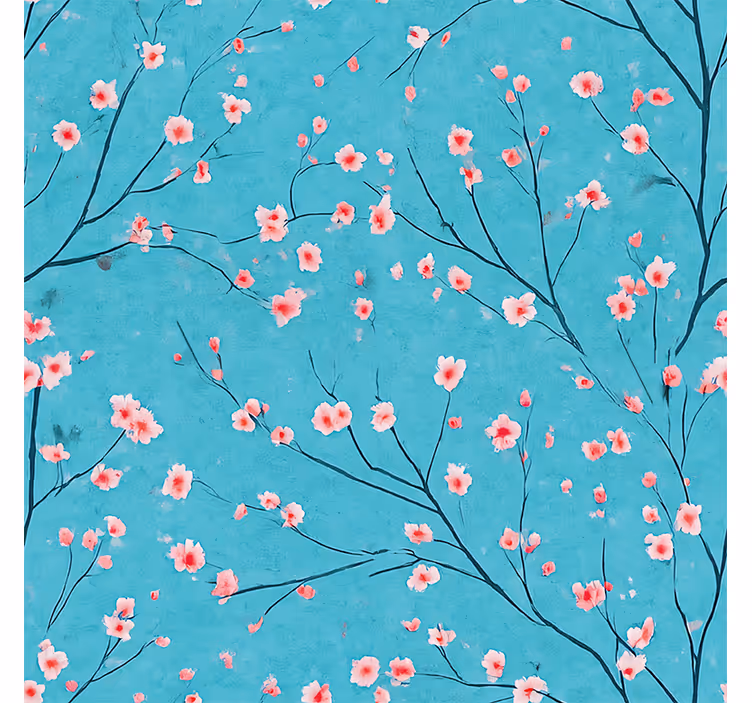 Rollo fenster blau teal kirschblüten - TenStickers