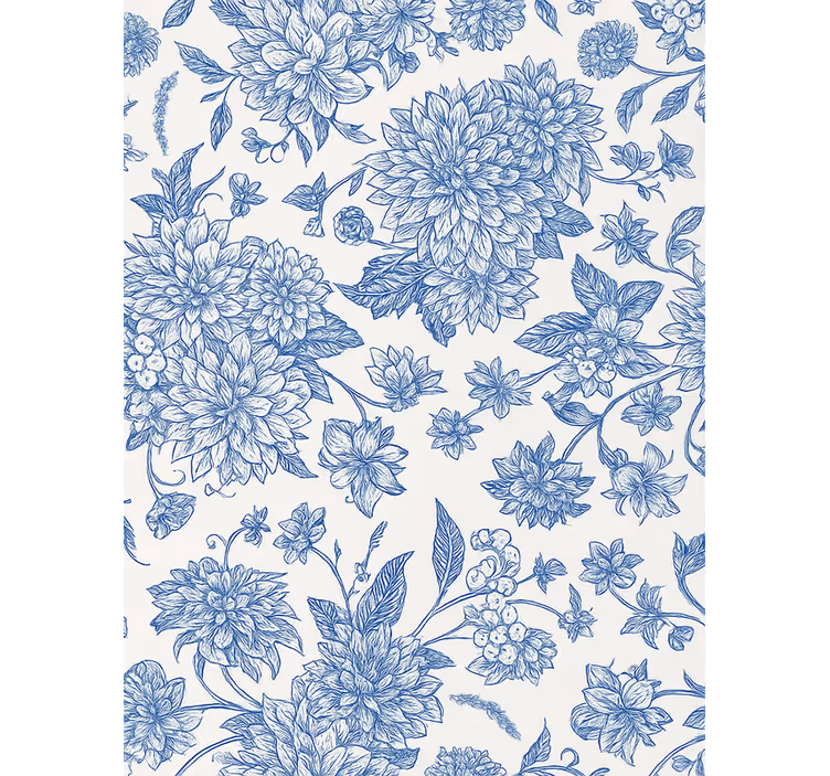 Rollo fenster blau dahlienblüten muster - TenStickers