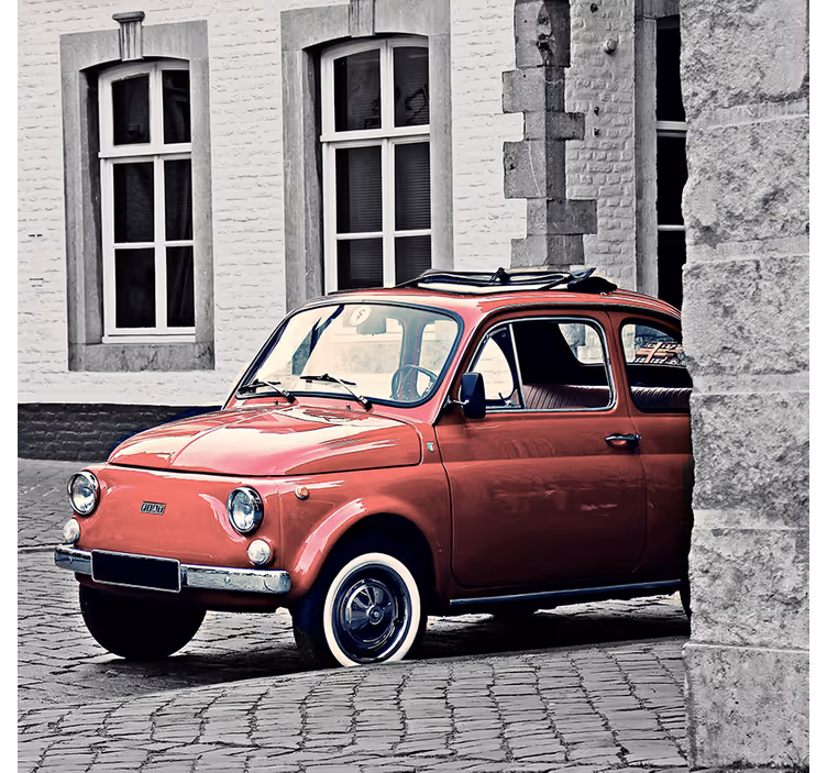 Rollo wohnzimmer im vintage-stil fiat 500 - TenStickers