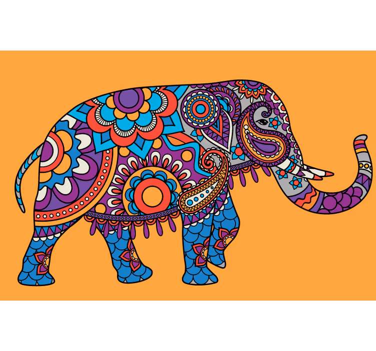 Rollo wohnzimmer elefanten mandala mehrfarbig - TenStickers