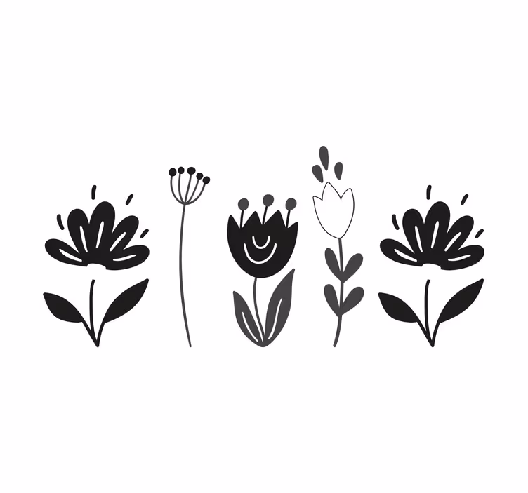 Rollo wohnzimmer mit schwarz-weißen blumen - TenStickers