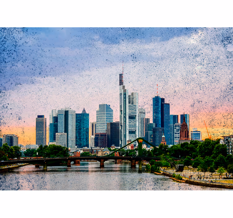 Rollo wohnzimmer mit frankfurt skyline motiv - TenStickers