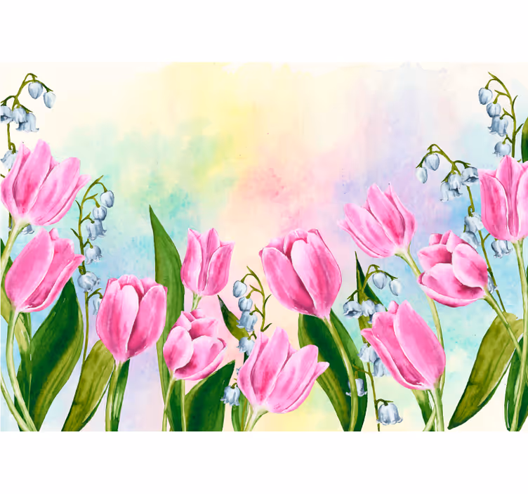 Rollo wohnzimmer mit vielen nebeneinander stehenden tulpen - TenStickers