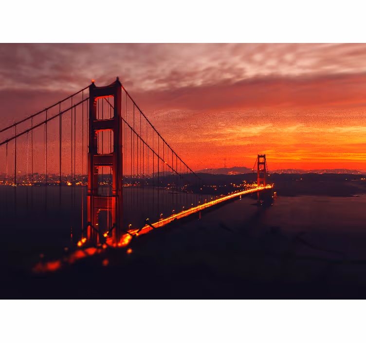Rollo wohnzimmer golden gate im roten himmel - TenStickers