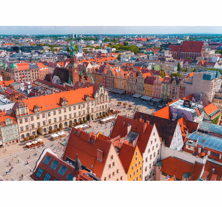 Rollo wohnzimmer mit panorama von wrocław - TenStickers