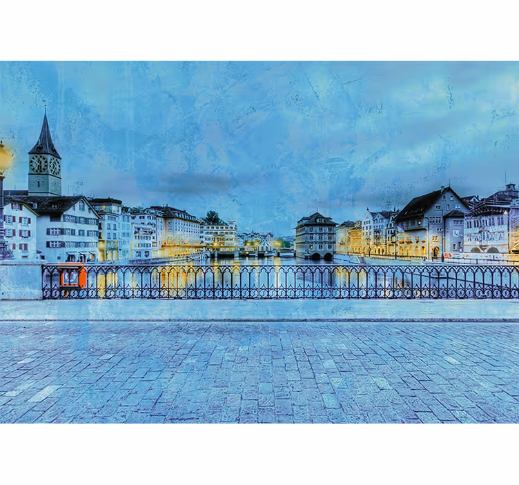 Rollo wohnzimmer kalte nacht auf einer brücke in zürich - TenStickers