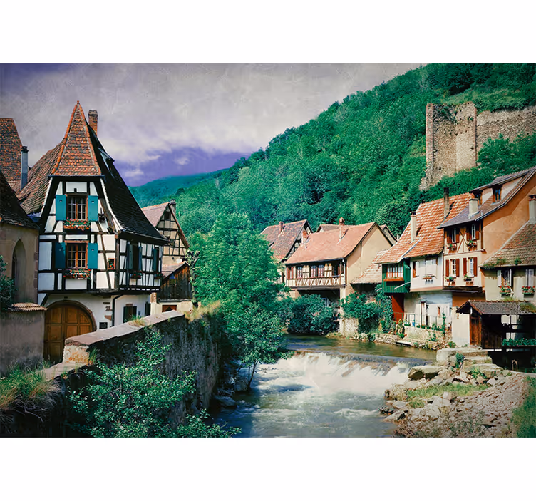 Rollo wohnzimmer schöne stadt am fluss - TenStickers