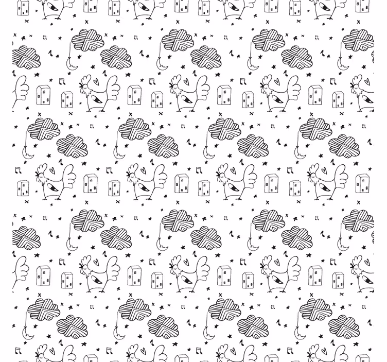 Rollo wohnzimmer hühner schwarz-weiß im nordic stil - TenStickers