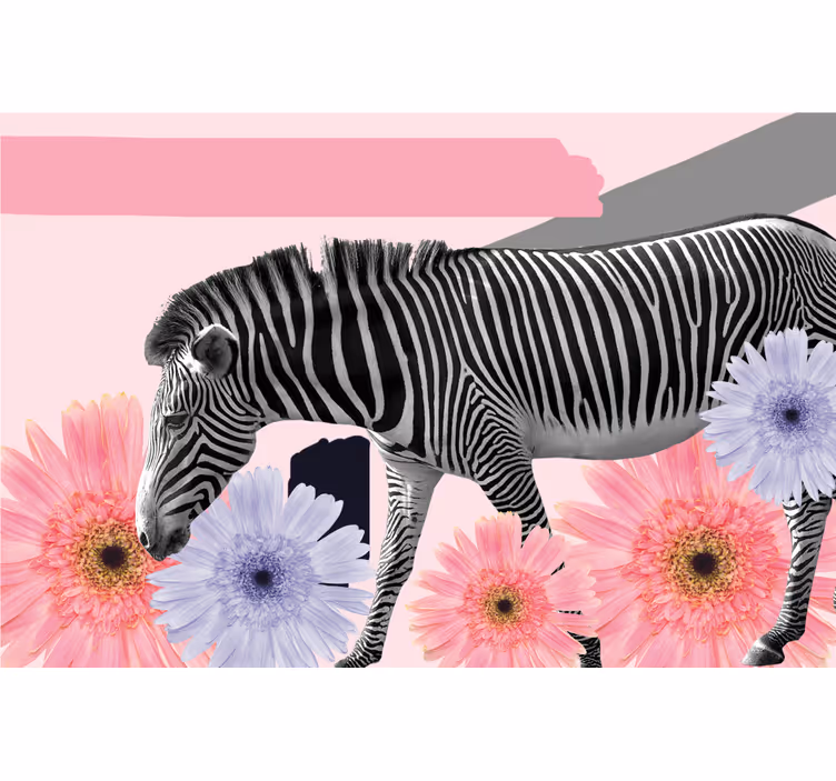 Rollo wohnzimmer mit zebramuster im collagestil - TenStickers