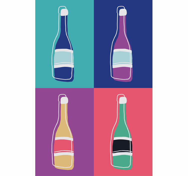 Rollo wohnzimmer pop art abstrakte champagnerflaschen - TenStickers