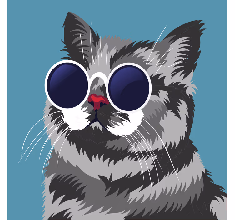Rollo wohnzimmer mit lustigem bild einer grauen katze - TenStickers
