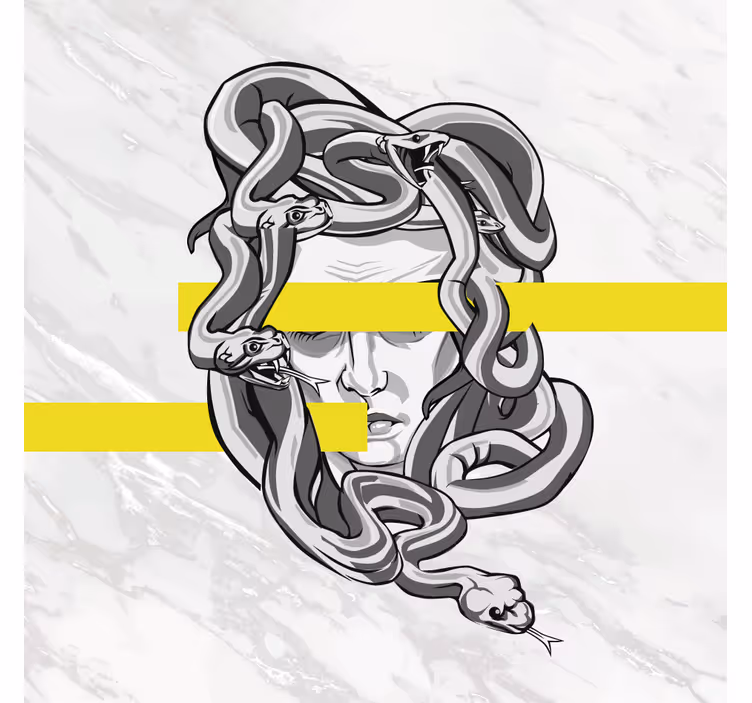 Rollo wohnzimmer weiße medusa mit gelben streifen - TenStickers