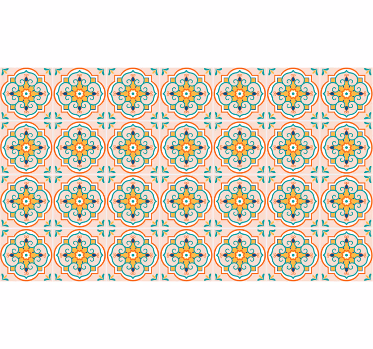 Rollo fenster beige im quadratischen bunten design - TenStickers