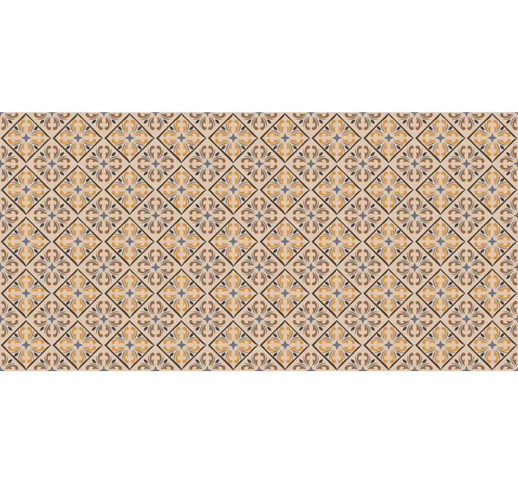 Rollo fenster beige mit goldblauem barockmuster - TenStickers