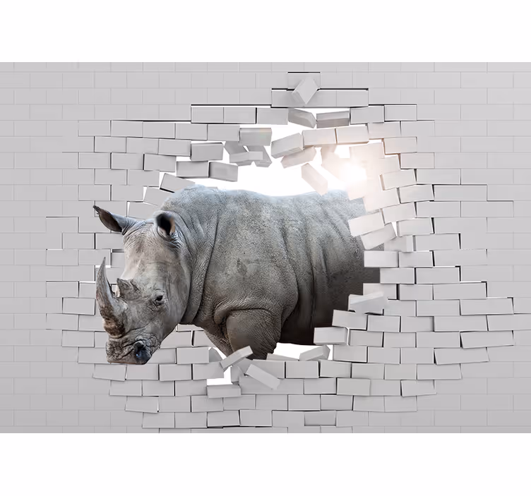 Rollo fenster weiß 3d nashorn design - TenStickers