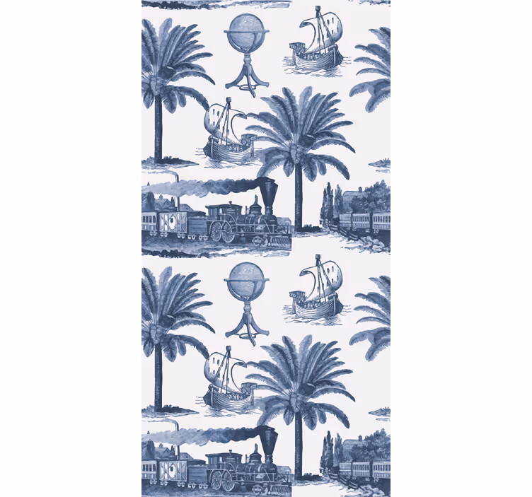 Rollo fenster vintage mit französischem muster in blau - TenStickers