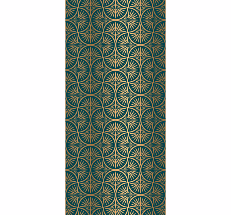 Rollo fenster vintage im türkis-goldenen art deco stil - TenStickers