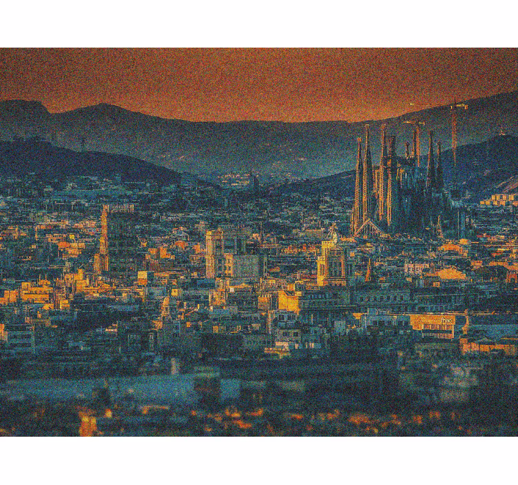 Rollo wohnzimmer barcelona aus der luft bei nacht - TenStickers
