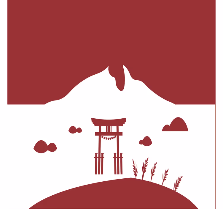 Rollo wohnzimmer japanische landschaft mit see und bergen - TenStickers