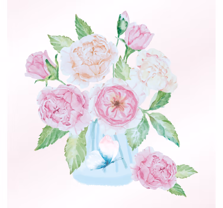Rollo wohnzimmer glasgefäß mit blumen und schmetterling - TenStickers