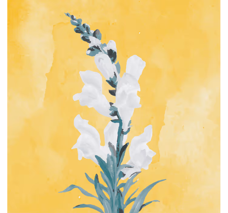 Rollo wohnzimmer weiße blumen auf gelbem hintergrund - TenStickers