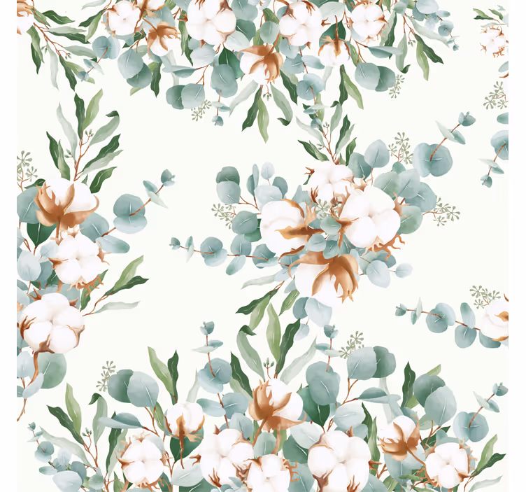Rollo wohnzimmer mit baumwollpflanzen im shabby chic - TenStickers