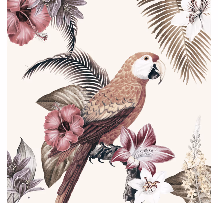 Rollo wohnzimmer bunter papagei mit rosa blumen - TenStickers
