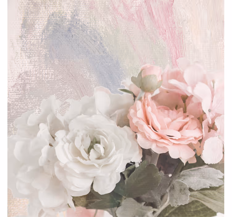 Rollo wohnzimmer mit weißen und rosa blumen im shabby chic - TenStickers