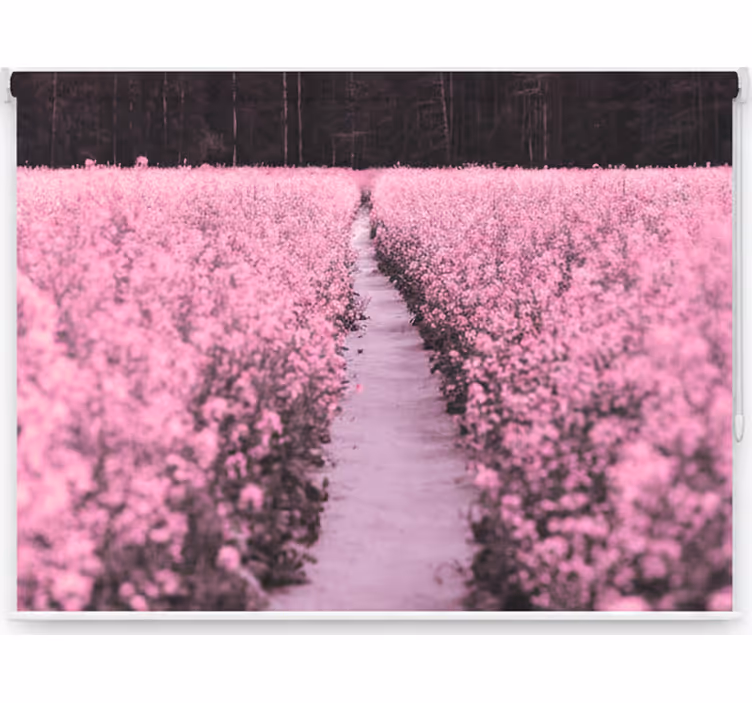 Rollo wohnzimmer elegantes wiesenszenario mit rosa blumen - TenStickers