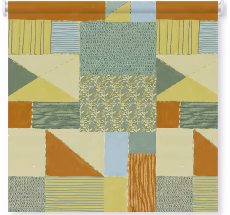 Rollo wohnzimmer mit buntem patchwork-dreiecksdesign - TenStickers