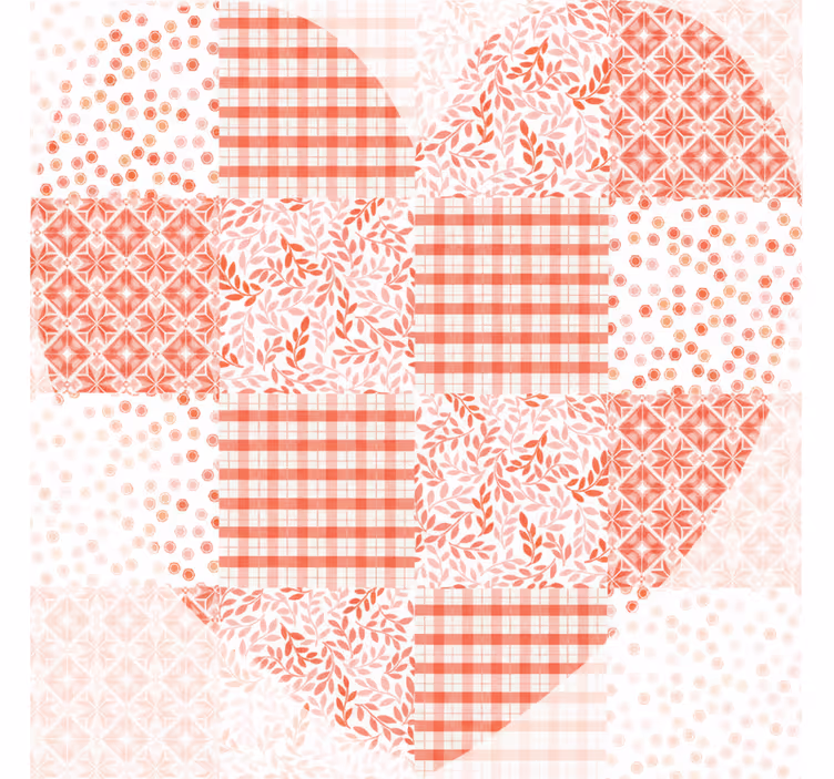Rollo wohnzimmer im patchwork rot weiß herzdesign - TenStickers