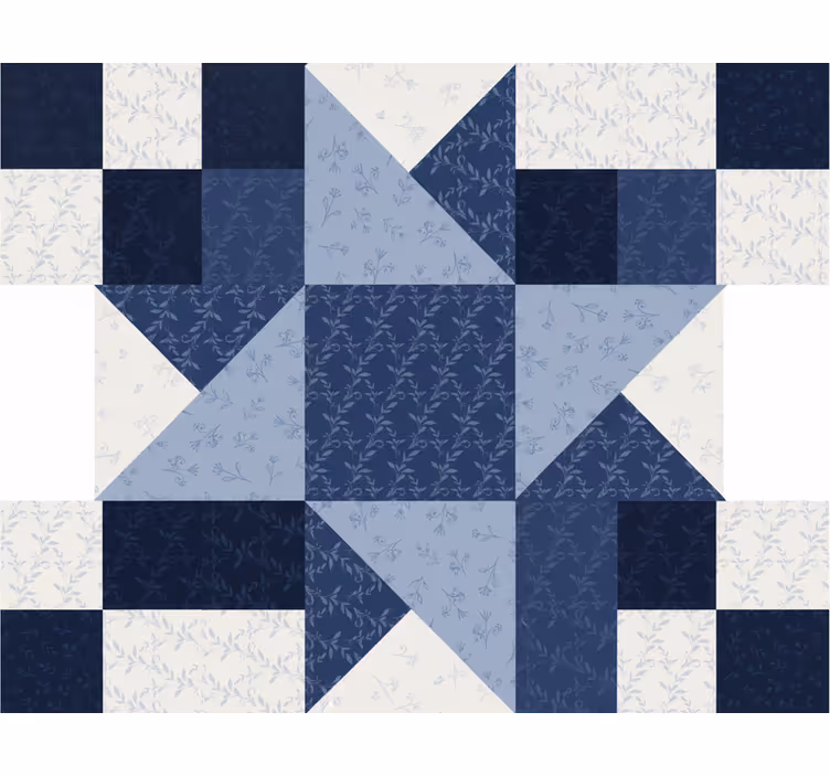 Rollo wohnzimmer im patchwork design blaue sterne triangel - TenStickers