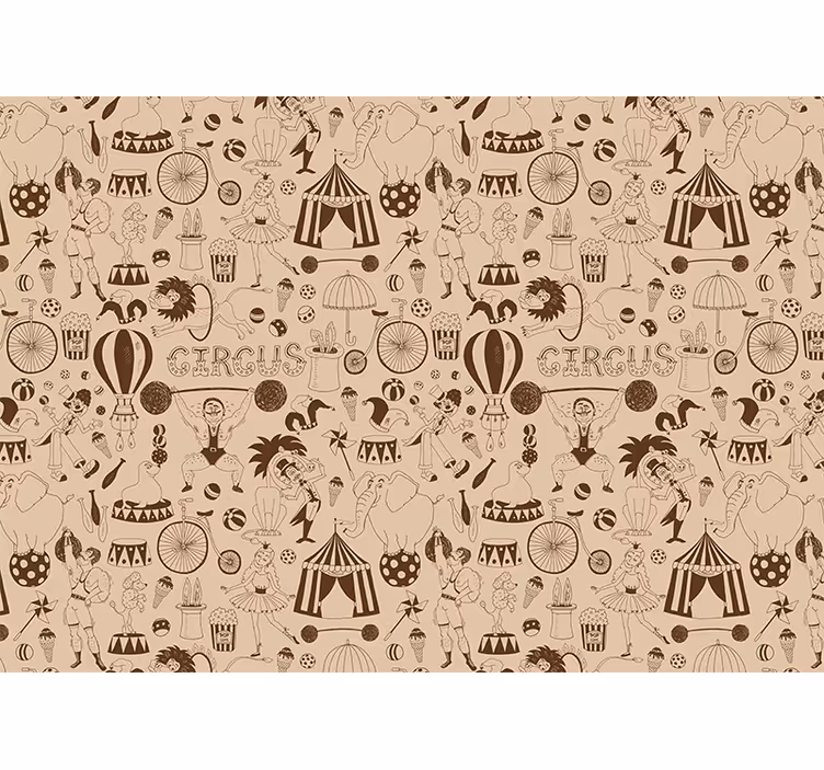 Rollo fenster beige mit retrobraunem zirkuselementmuster - TenStickers