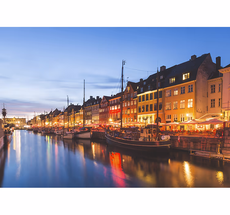 Rollo fenster schlafzimmer bunte häuser kopenhagens abends - TenStickers
