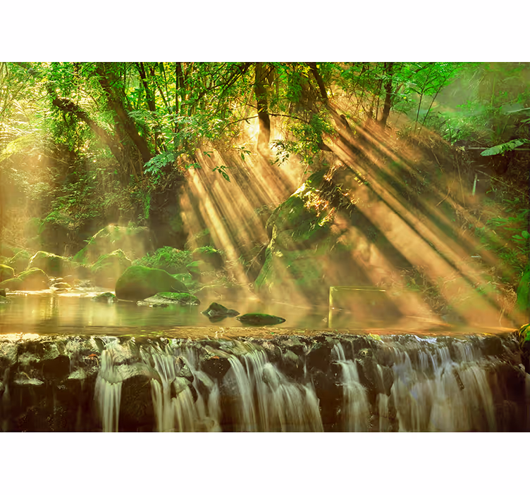 Rollo fenster schlafzimmer schöner waldwasserfall - TenStickers