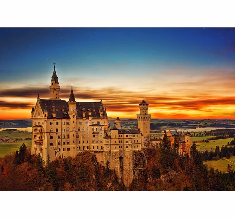 Rollo fenster schlafzimmer schloss im morgennebel - TenStickers