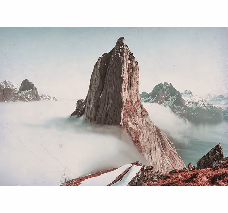 Rollo fenster schlafzimmer berge mit nebel norwegen - TenStickers