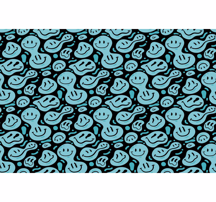 Rollo fenster schlafzimmer mit schwarzen und blauen smiley - TenStickers