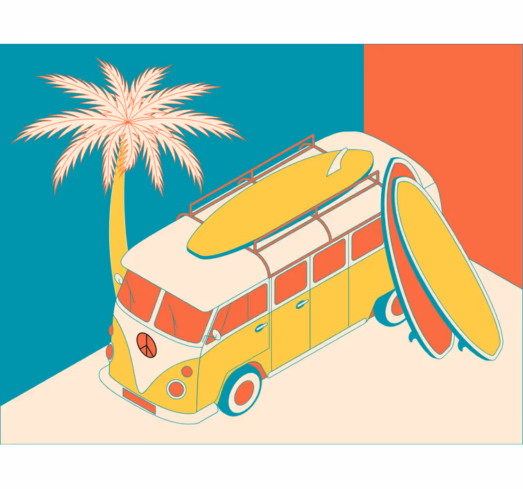 Rollo fenster schlafzimmer hippy-bus design - TenStickers
