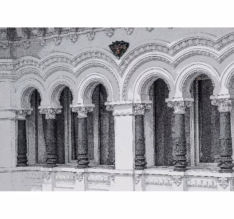 Rollo fenster weiß im 3d design alter architektur - TenStickers