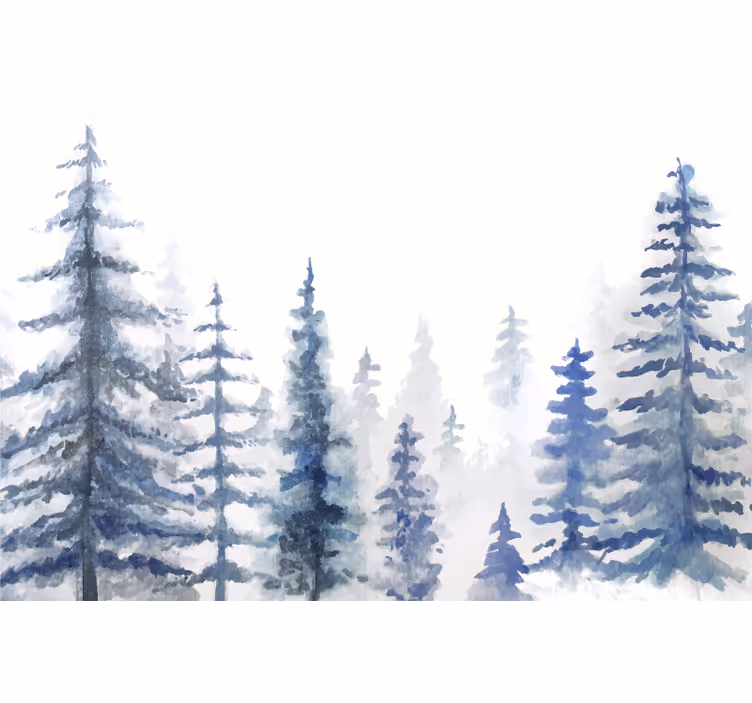 Rollo fenster weiß tapete nebliger wald - TenStickers
