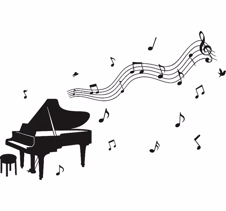 Rollo fenster weiß klavier mit noten - TenStickers