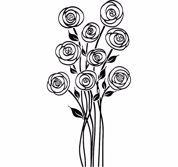 Rollo fenster weiß mit abstraktem blumenbouquet - TenStickers