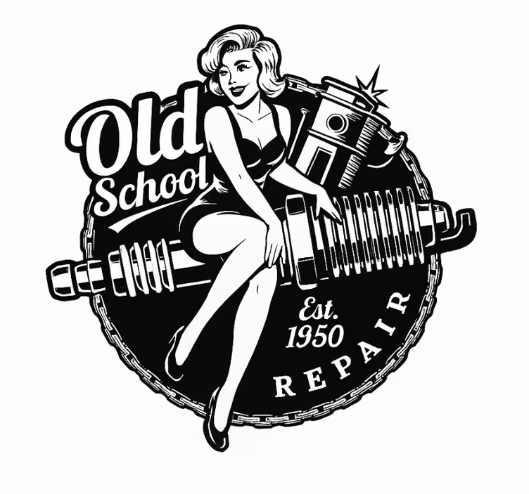 Rollo wohnzimmer vintage garage pinup stil - TenStickers