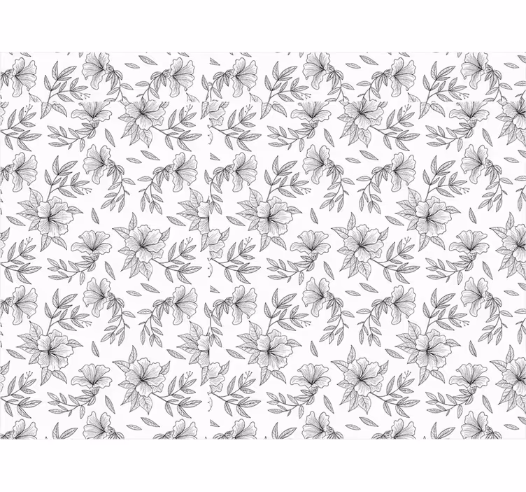 Rollo wohnzimmer mit schwarz-weißem blumenmuster - TenStickers